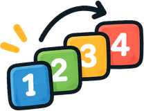 Cuatro fichas numeradas del 1 al 4 en orden