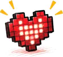 Un corazón de píxeles rojos
